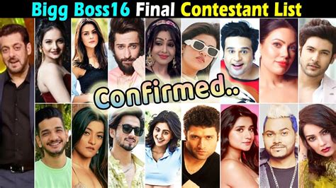 Bigg Boss 16 Contestants Updated Final List List 2022 Salman Khan - YouTube