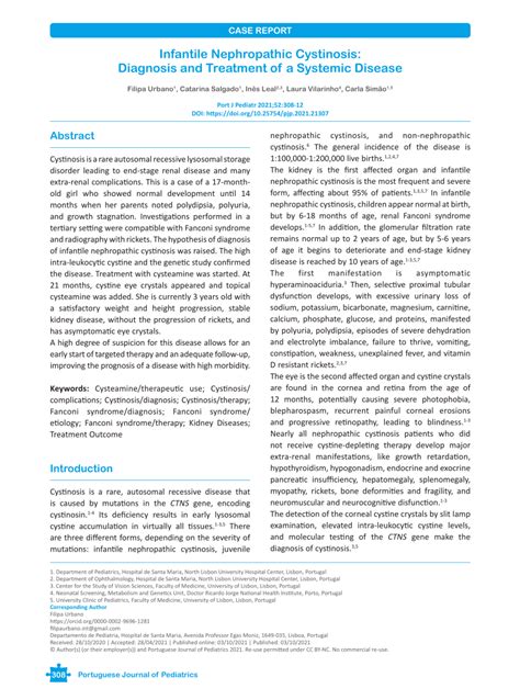 (PDF) Infantile Nephropathic Cystinosis: Diagnosis and Treatment of a Systemic Disease