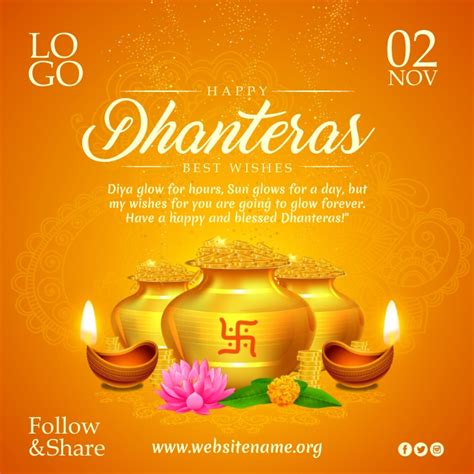 Dhanteras Best Wishes Post Template | PosterMyWall