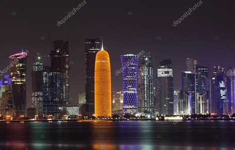 Doha skyline at night, Qatar, Middle East Stock Photo by ©philipus 8686766