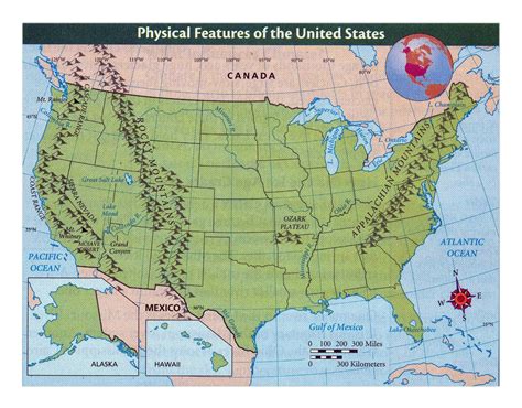 Detailed physical features map of the United States | USA | Maps of the USA | Maps collection of ...