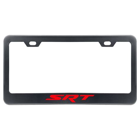 Black Stainless Steel License Plate Frame with Screw Caps Cover Set for Jeep/Dodge SRT Deselen 2 ...