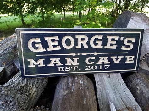 Man Cave Personalized Wooden Carved Sign Father's Day Gift