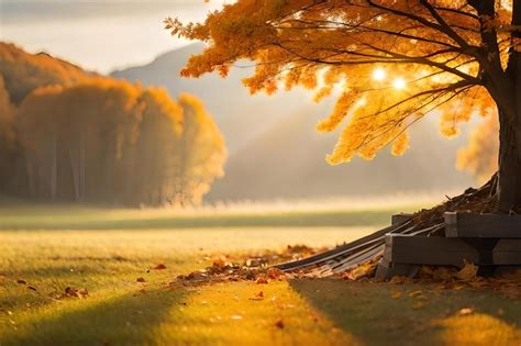 Premium Photo | A tree with autumn leaves in the background