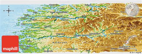 Physical Panoramic Map of Sogn Og Fjordane