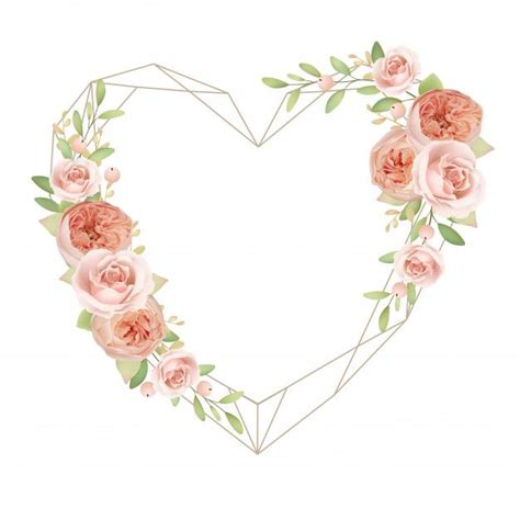 Beautiful heart frame with floral garden roses Premium Vector | Premium Vector #Freepik #vector ...