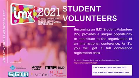 ACM IMX 2021 Call for Student Volunteers | Apply to be a Student ...