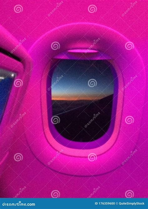 Airplane cabin window stock photo. Image of food, interior - 176359600