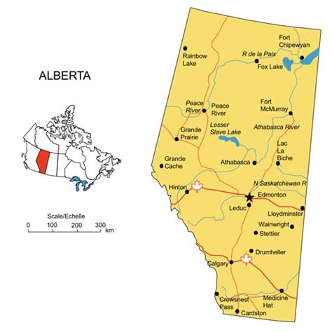 Alberta, Canada Province PowerPoint Map, Highways, Waterways, Cities ...