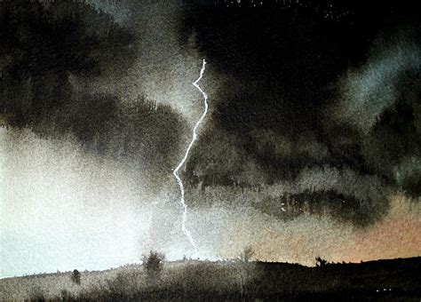 Stormy skies in Indian ink and watercolour by Lesley Hill, UK | Watercolor sky, Sky painting ...