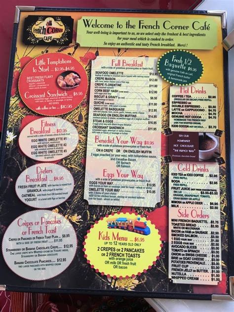 Menu at French Corner Cafe, Palm Desert, CA-111