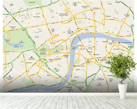 London Map Wallpaper Wall Mural | Wallsauce UK