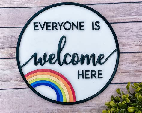 Everyone is Welcome Here Sign Door Hanger LGBTQ Art Pride | Etsy