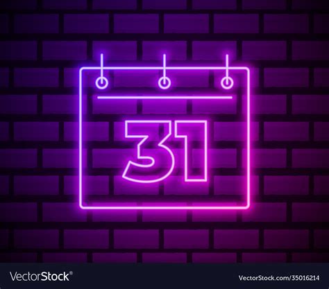 Calendar with 31 date simple icon neon style Vector Image