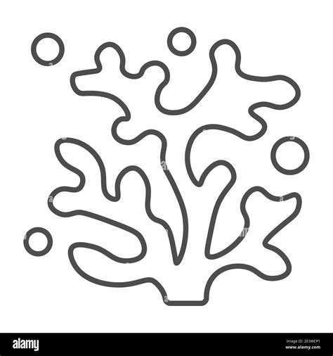 Coral thin line icon, ocean and underwater concept, Sea underwater ...