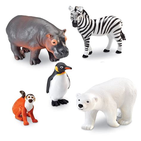 Learning Resources Jumbo Zoo Animals I Monkey, Penguin, Zebra, Polar ...