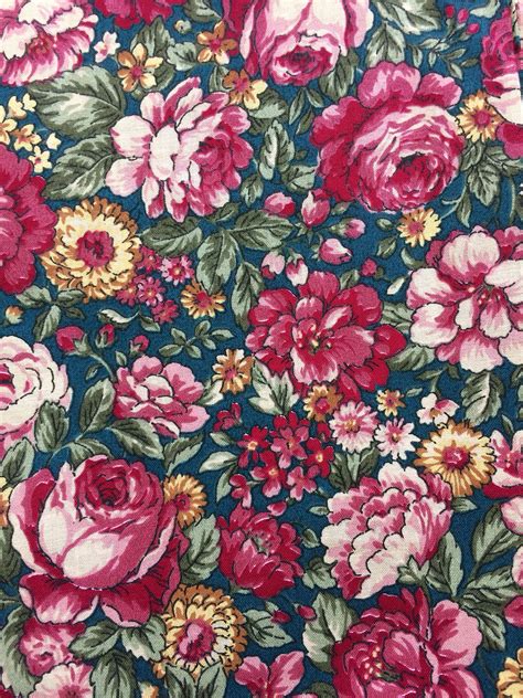 Rose Floral fabric/flowered fabric/quilting cotton | Etsy | Floral fabric, Vintage floral fabric ...