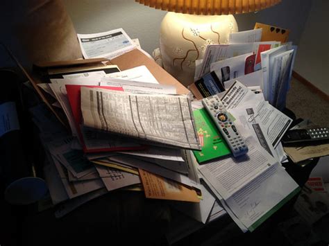 End table covered in junk mail | Read more about my adventur… | Flickr