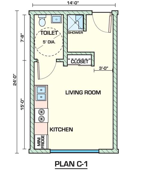 Creative Small Studio Apartment Floor Plans And Designs - HomesCorner.Com