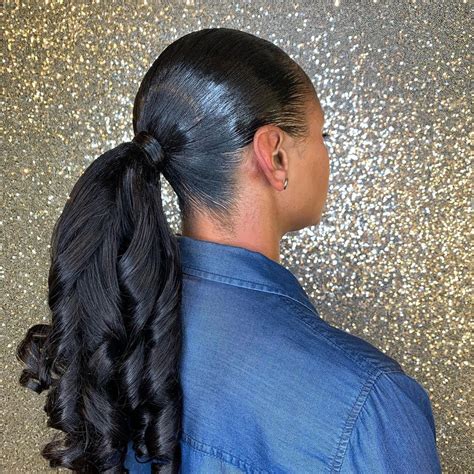 Elle Chic Hair Salon on Instagram: “A simple sleek sew in ponytail with curls using my new ...