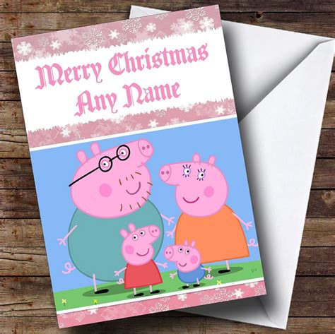 Peppa Pig Pink Personalised Christmas Card - The Card Zoo