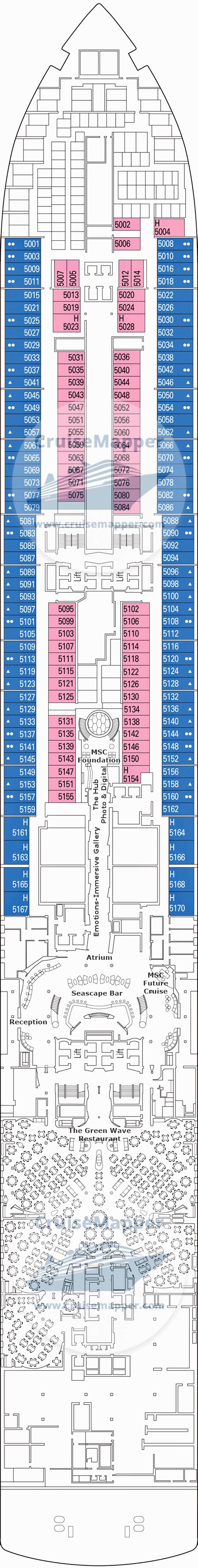 MSC Seascape deck 5 plan | CruiseMapper