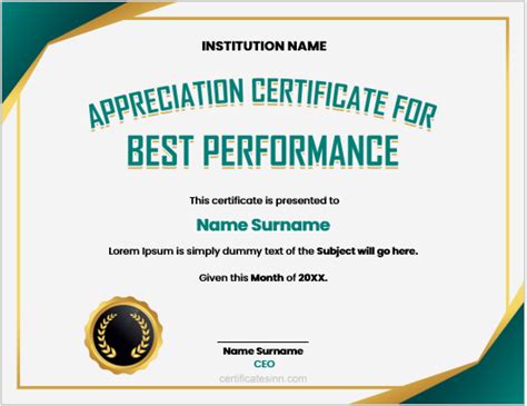 Appreciation Certificate for Best Performance | Download