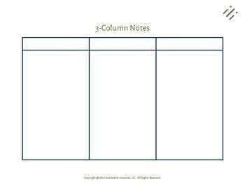 3-Column Notes | Graphic organizers, Guided reading lesson plans ...