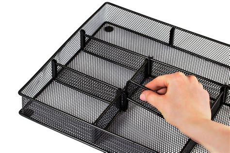 Custom Drawer Organizer Tray - 20 Adjustable Metal Mesh Dividers to ...