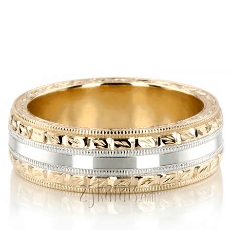 Custom Hand Engraved Shiny Wedding Ring - FC100345 - 14K Gold