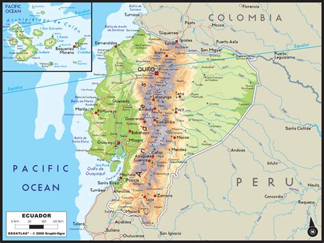 Ecuador Physical Wall Map by GraphiOgre - MapSales