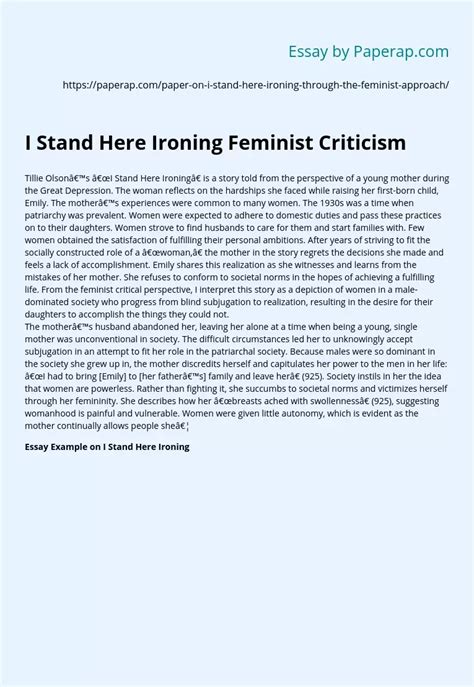 I Stand Here Ironing Feminist Criticism Analysis Essay Example