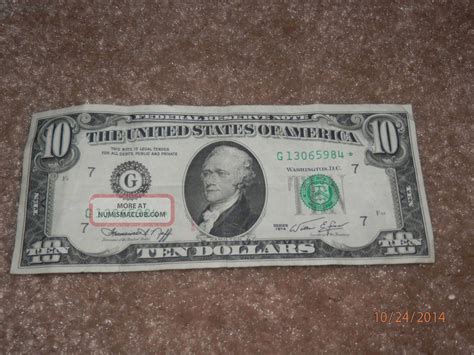 1974 $10 Dollar Bill Star Note