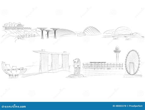 Singapore Landmarks Stock Vector - Image: 48083378