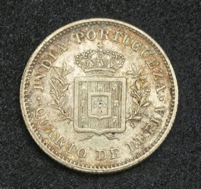 Portuguese India coins 1/4 Rupee silver coin of 1881 King Luis I of ...