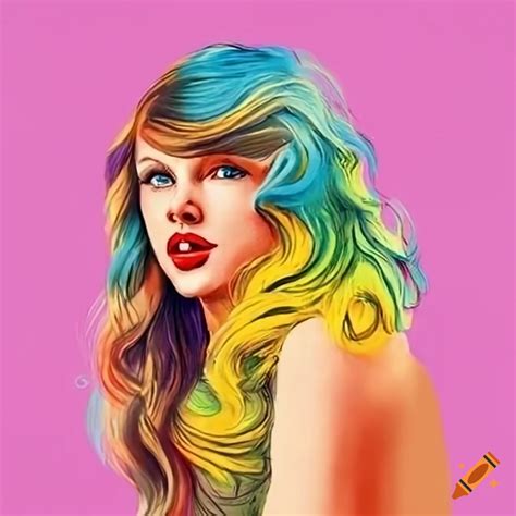 Colorful book illustration of taylor swift on social media