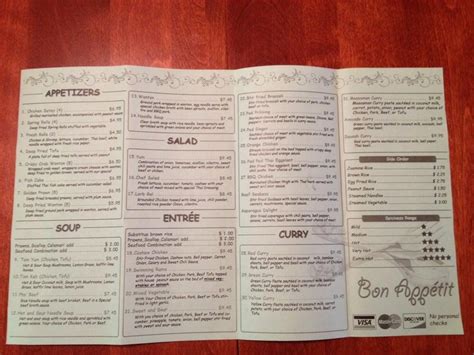 Menu at Basil Leaf Restaurant, Olympia