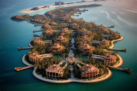 Premium Photo | Palm Island in Dubai aerial view