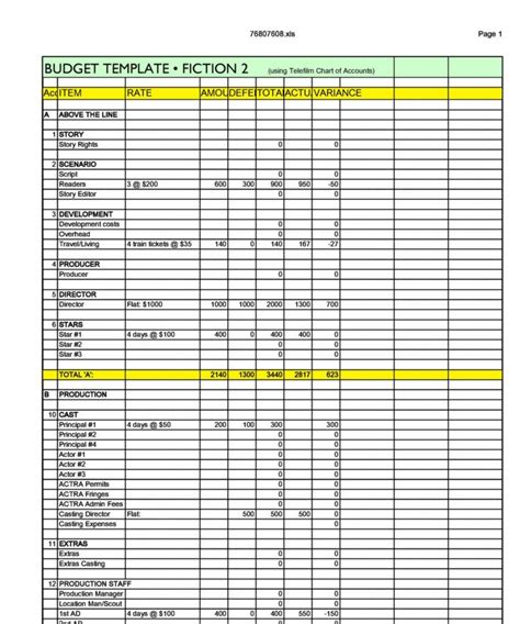 Printable 33 Free Film Budget Templates Excel Word ᐅ Templatelab ...