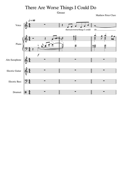 There Are Worse Things I Could Do - Baritone / Tenor Key Sheet music for Piano, Saxophone alto ...