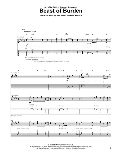 Beast Of Burden by The Rolling Stones - Guitar Tab - Guitar Instructor