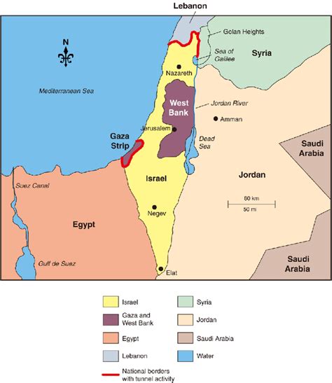 Middle East map showing the location of the tunnels between Egypt and... | Download Scientific ...