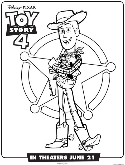 Toy Story 4 Woody Coloring page Printable