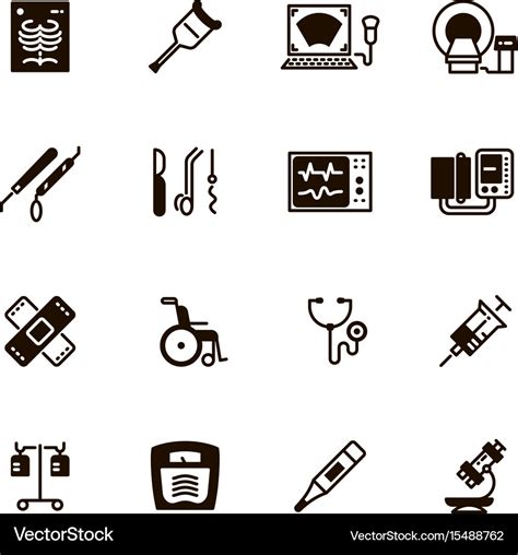 Medical devices and equipment icons Royalty Free Vector