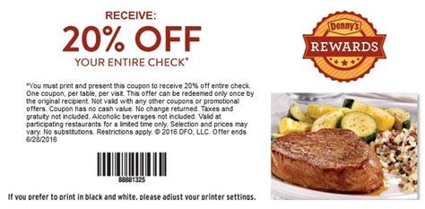 Denny's: 20% Off Your Entire Check Coupon (Thru 6/28) | FreebieRadar.com