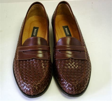 Still Stunning Vintage Resale: Brown Bally Woven Leather Men's Loafers 9M