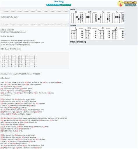 Taylor Swift Our Song Guitar Chords