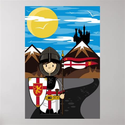 Crusader Knight with Flag Poster | Zazzle.com