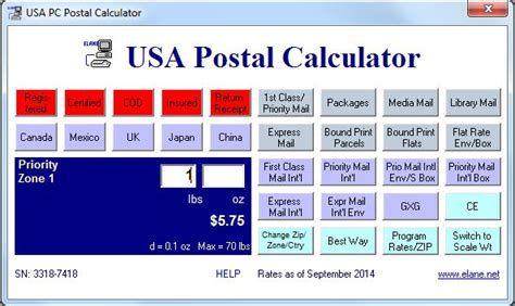 USA Postal Calculator Software