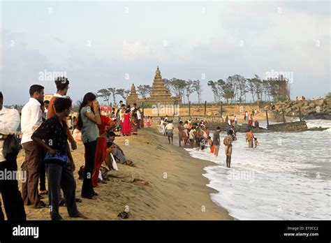 Beach and shore temple in Mahabalipuram Mamallapuram ; Tamil Nadu ...